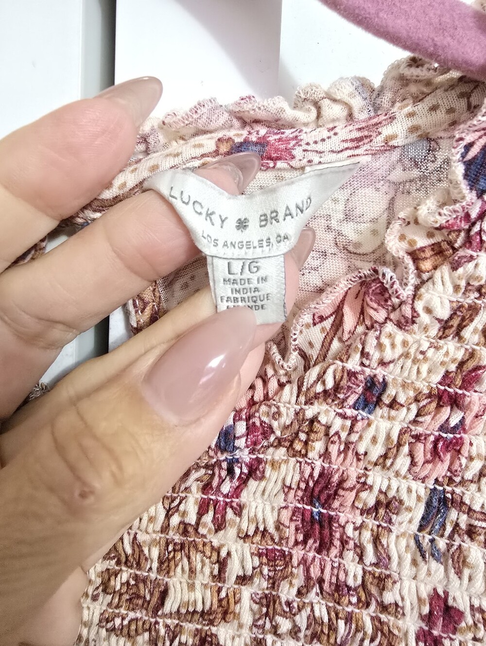 Lucky Brand Smocked Top Floral Fall Pattern - Picture 7 of 7